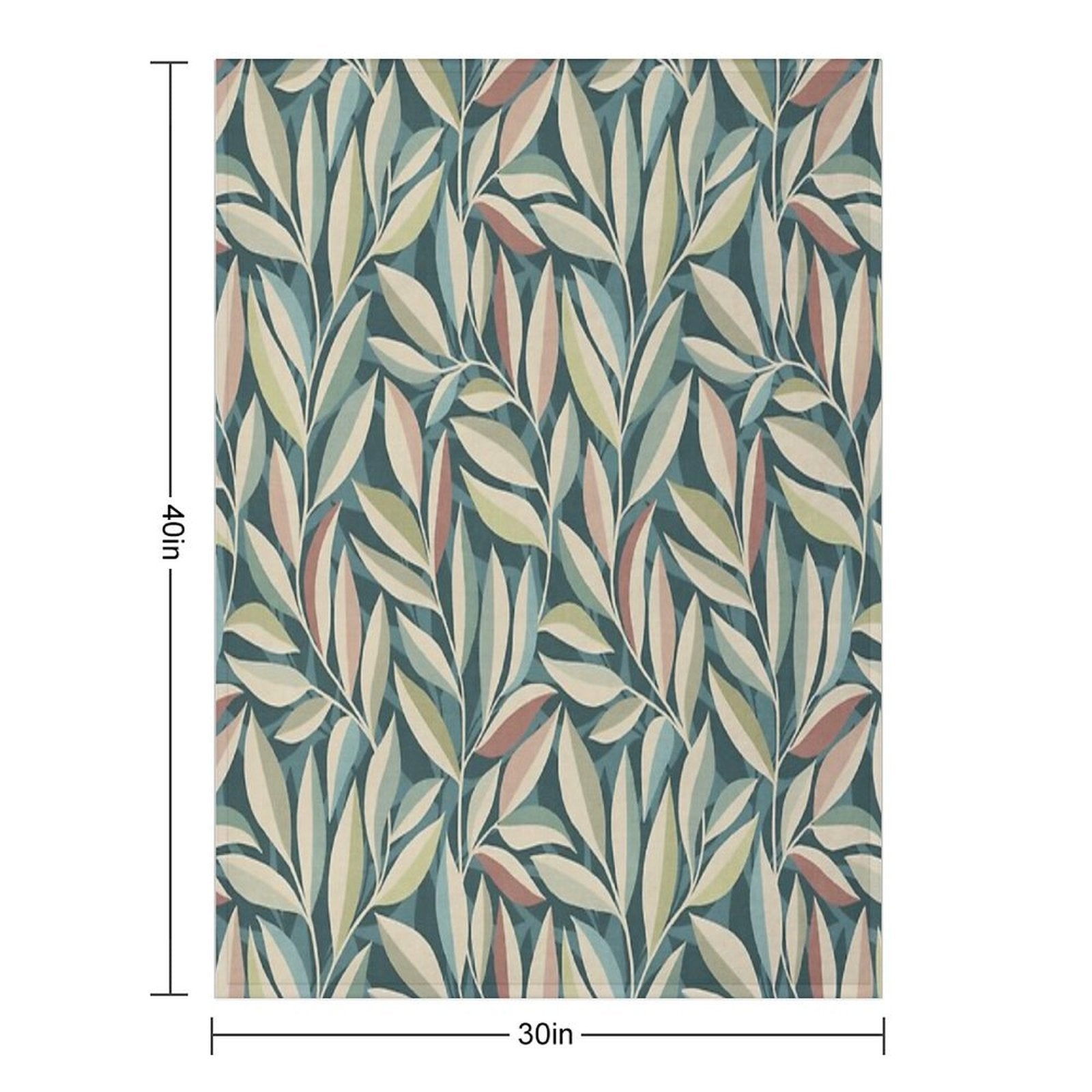 Peaceful Foliage And Shadows in Teal, Sage, Cream And Pink Pattern All-season Throw Blanket