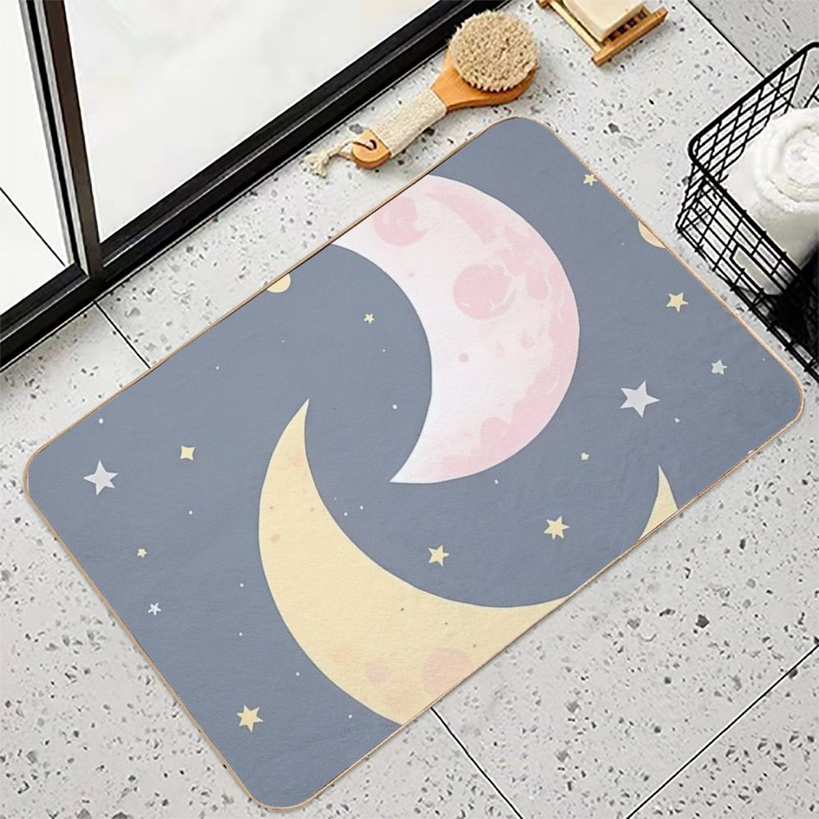 Cute Moon Vector- Ramadan  Dirt-Trapping Bath Mat