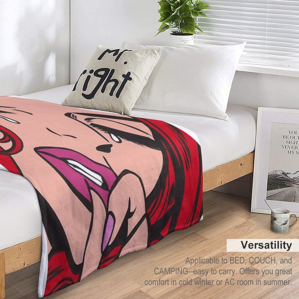 Red Crying Comic Girl Eco-conscious Throw Blanket