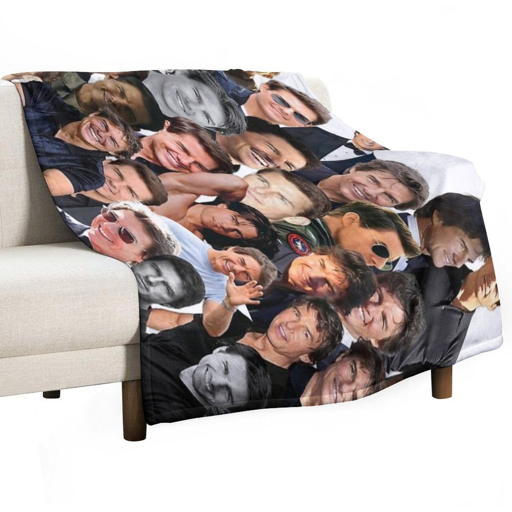 Tom Cruise Photo Collage Travel-friendly Throw Blanket