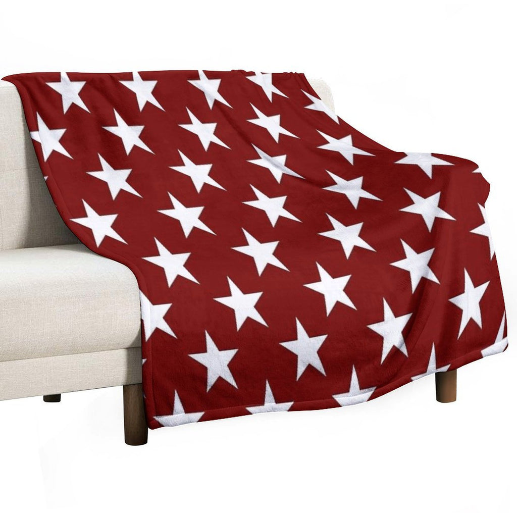 Stars on Crimson Velvety-soft Throw Blanket