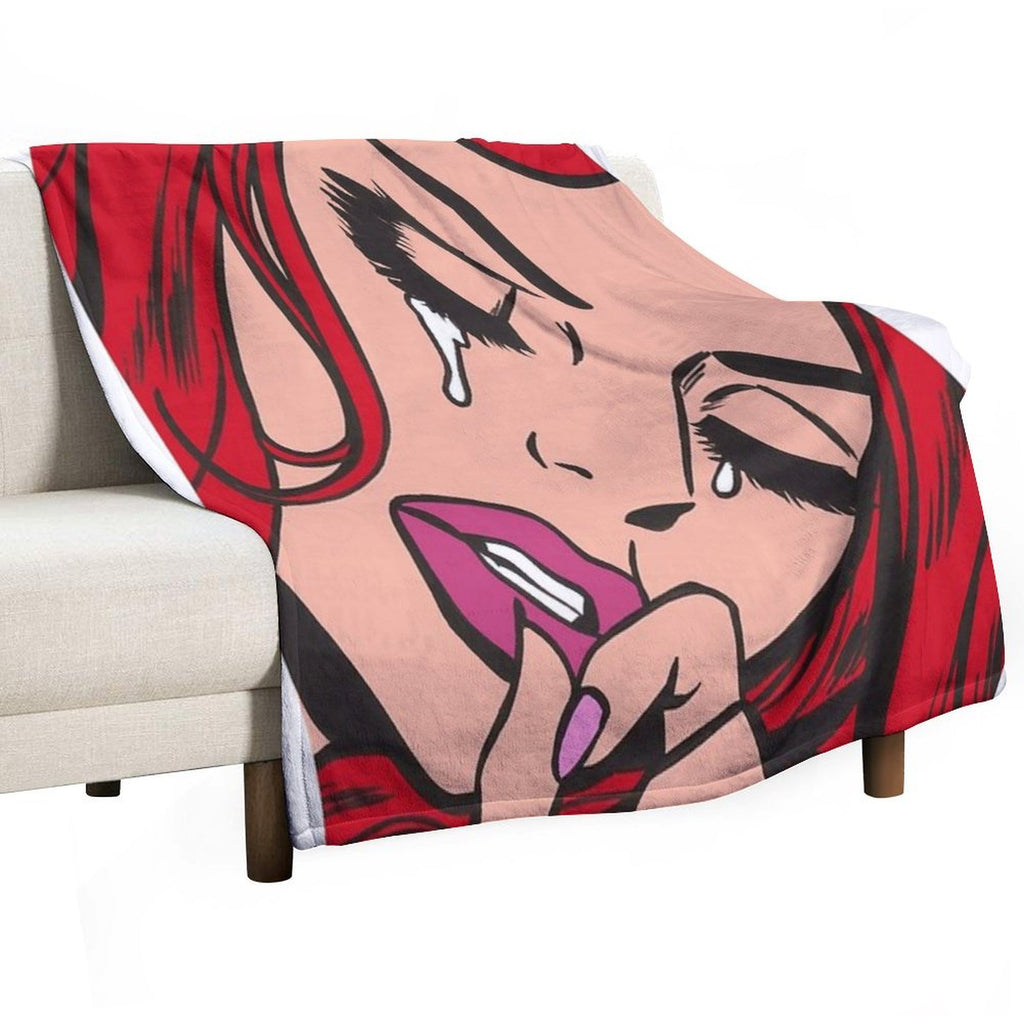 Red Crying Comic Girl Eco-conscious Throw Blanket