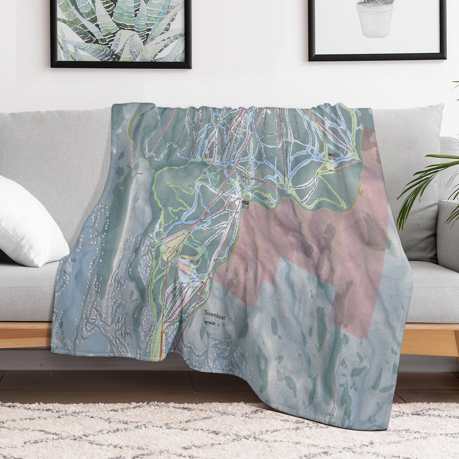 Steamboat Resort Trail Map Premium Throw Blanket