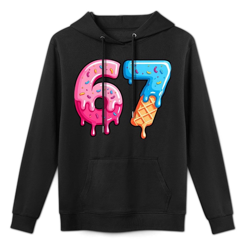 Six Seven Ice Cream Drip Cool Meme 67 Funny Number Kangaroo Pocket Hoodie