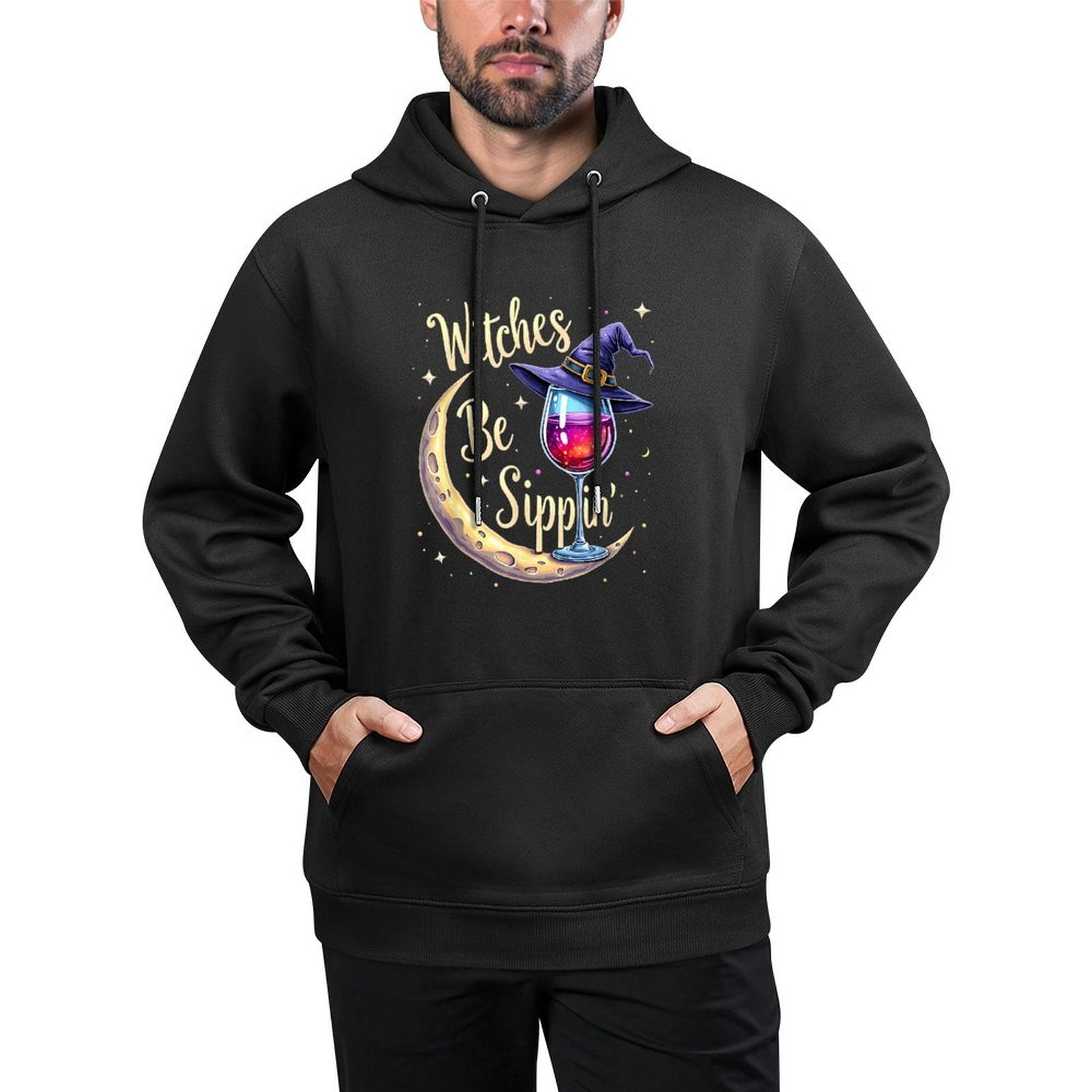 Witches Be Sippin’ Halloween Witch Wine Lover Humor Pilling-Resistant Hoodie