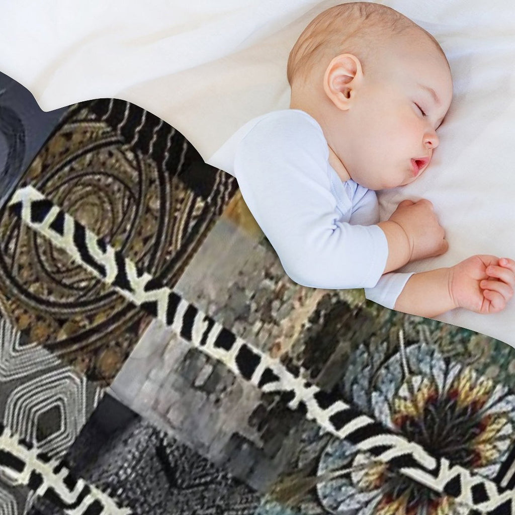 Black White And Grey Quilt Design Abstract Art Collage Sustainable Throw Blanket
