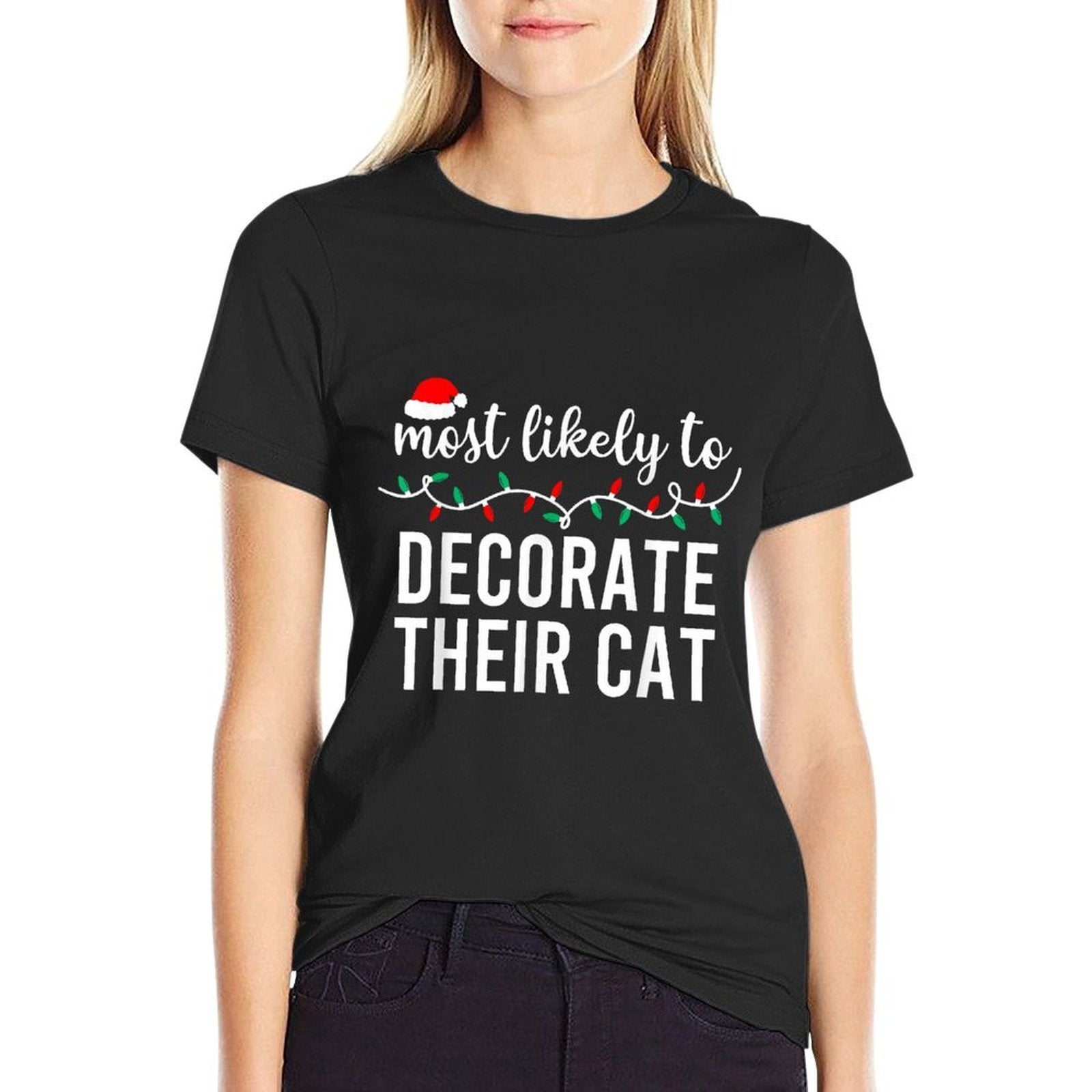Most Likely to Christmas Matching Family Pajamas Funny  Ribbed Collar T-Shirt