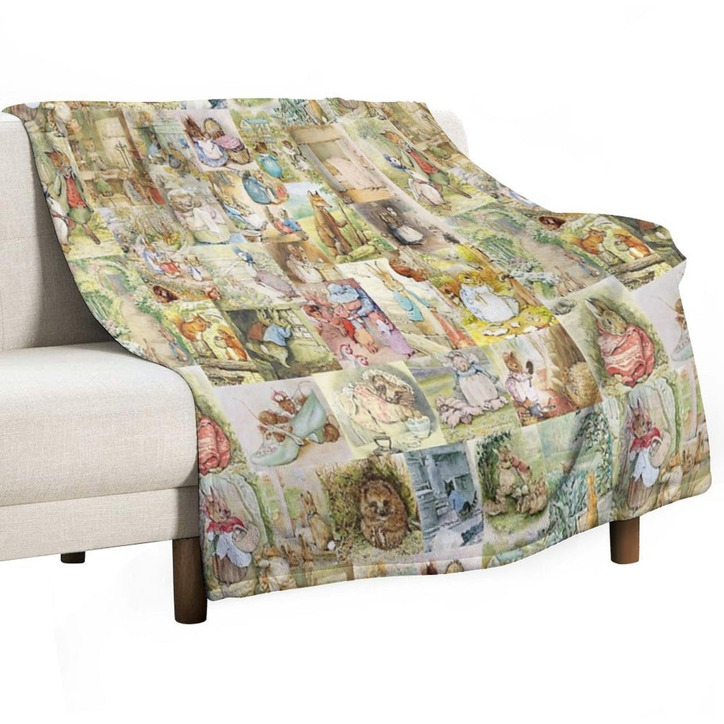 Beatrix Potter Collage Versatility Throw Blanket
