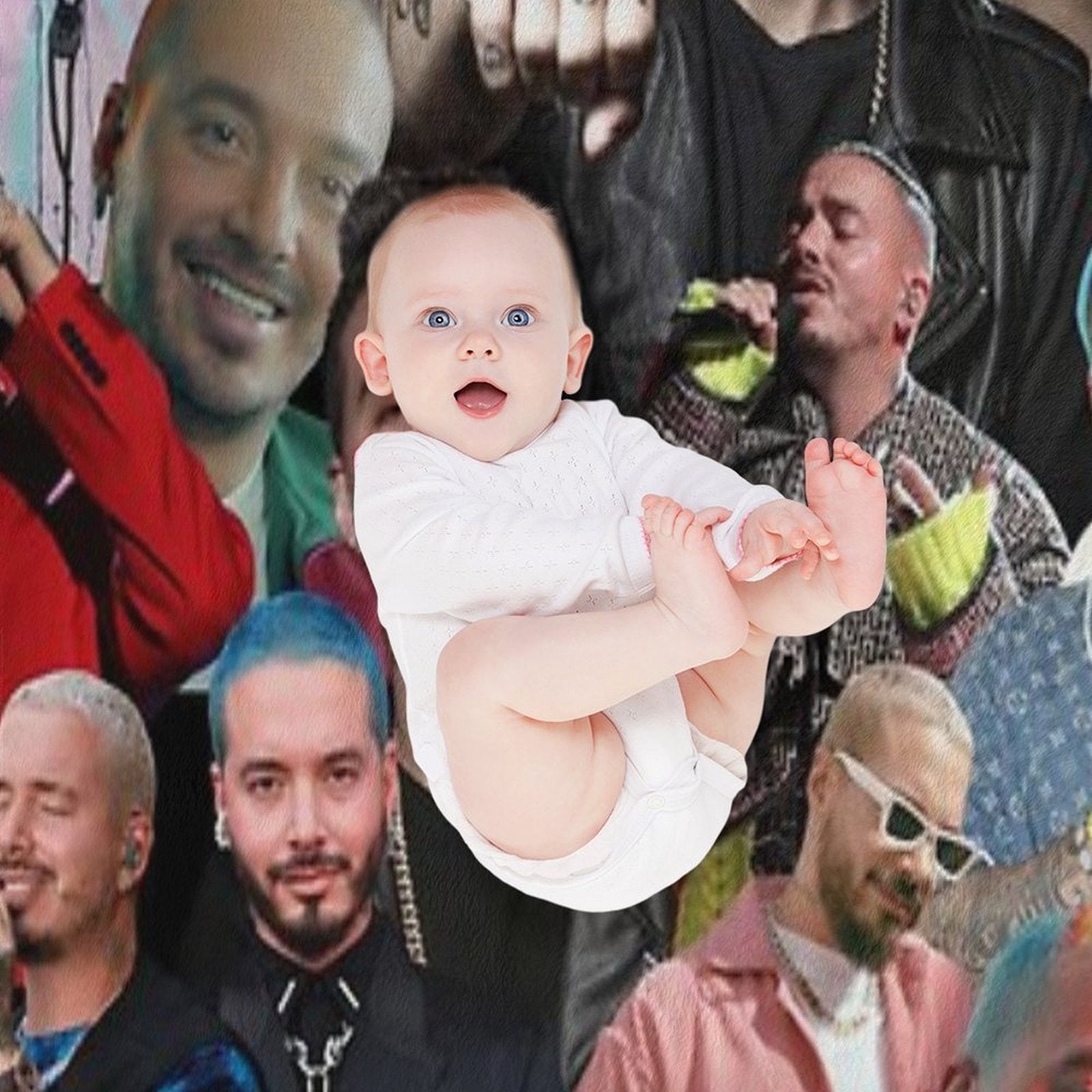 J Balvin Photo Collage Velvety-soft Throw Blanket