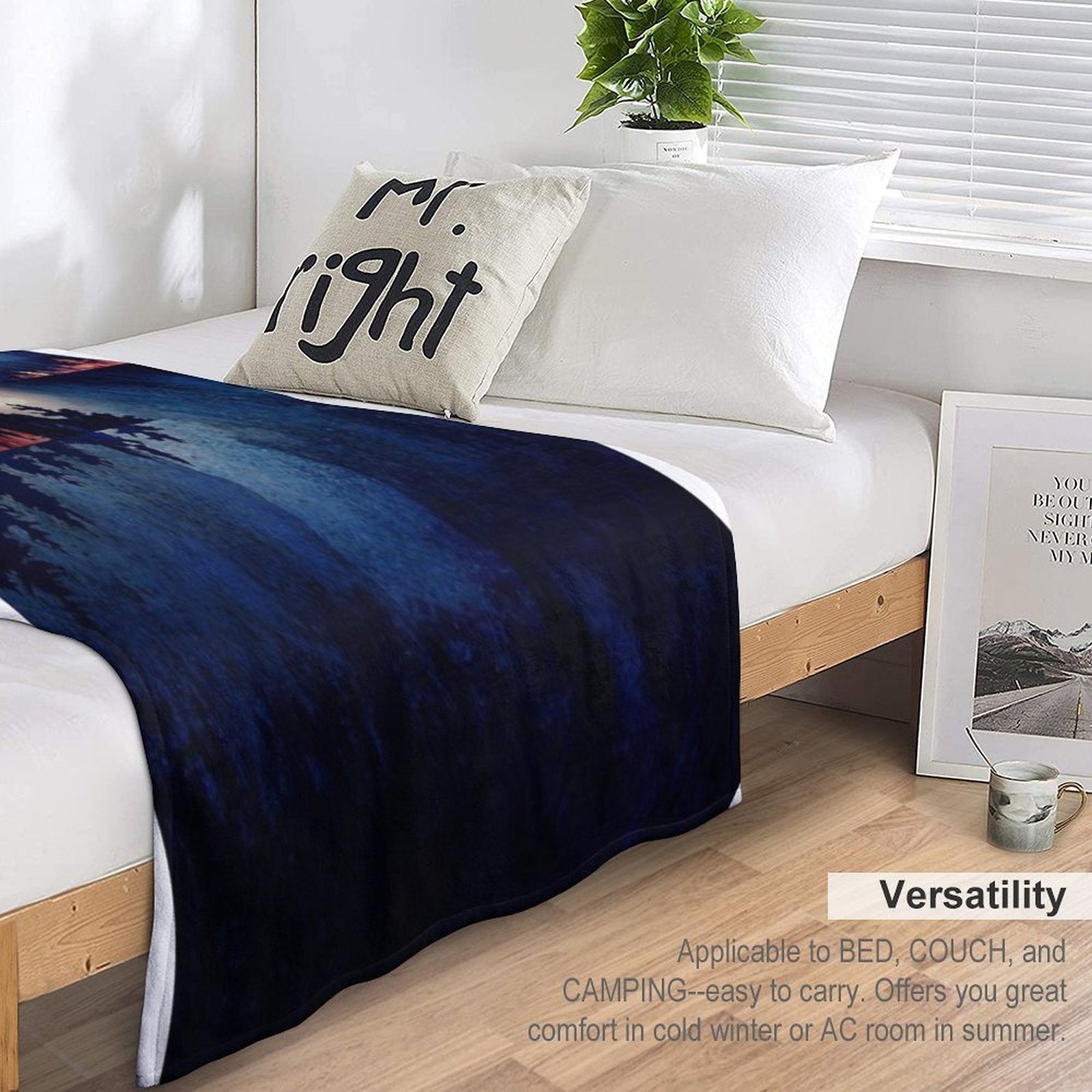 Autumn Moon Reflection Eco-conscious Throw Blanket
