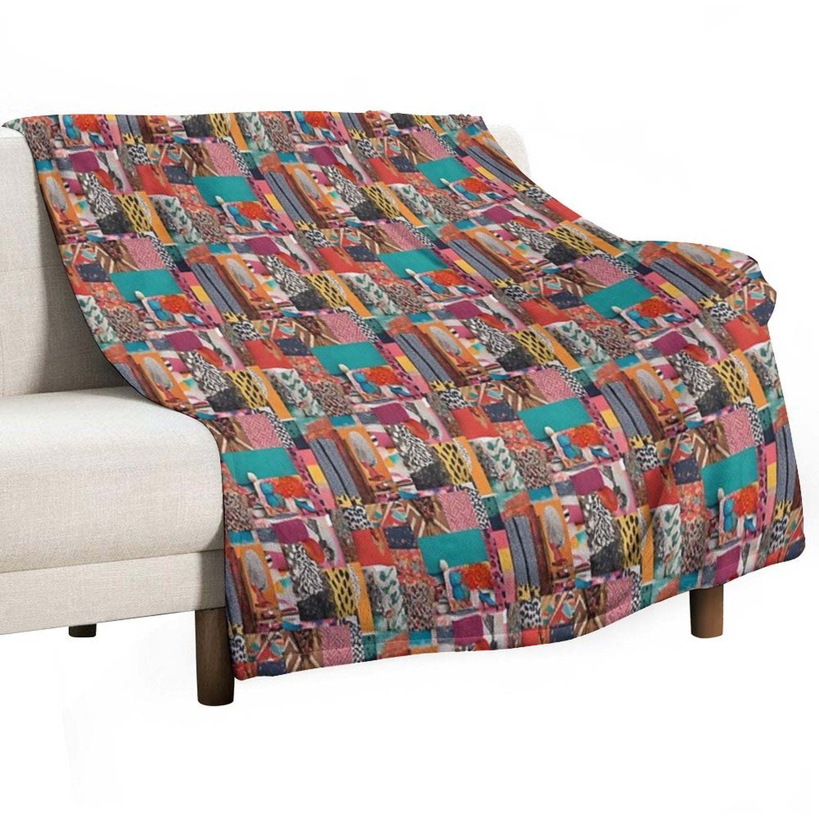 Quirky Mosaic Pattern Anti-pilling Throw Blanket