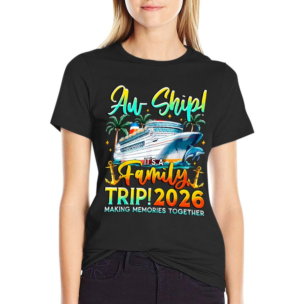 Funny Cruise Ship Family Trip Vacation 2026 Reunion Matching  Ribbed Collar T-Shirt