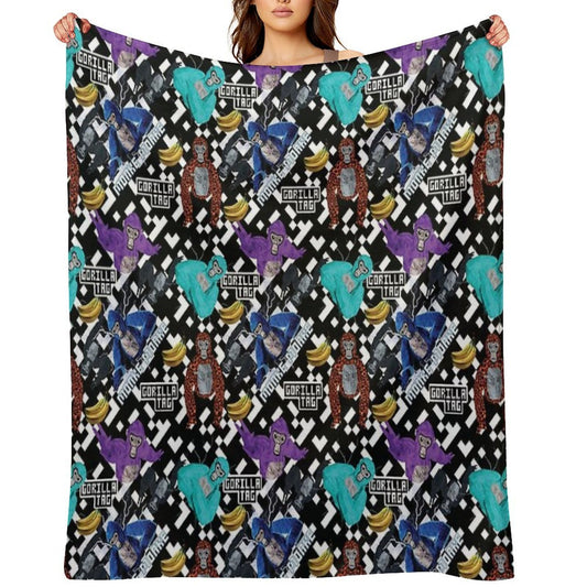 Gorilla Tag VR Gamer Merch Pixel Monke Plush Throw Blanket