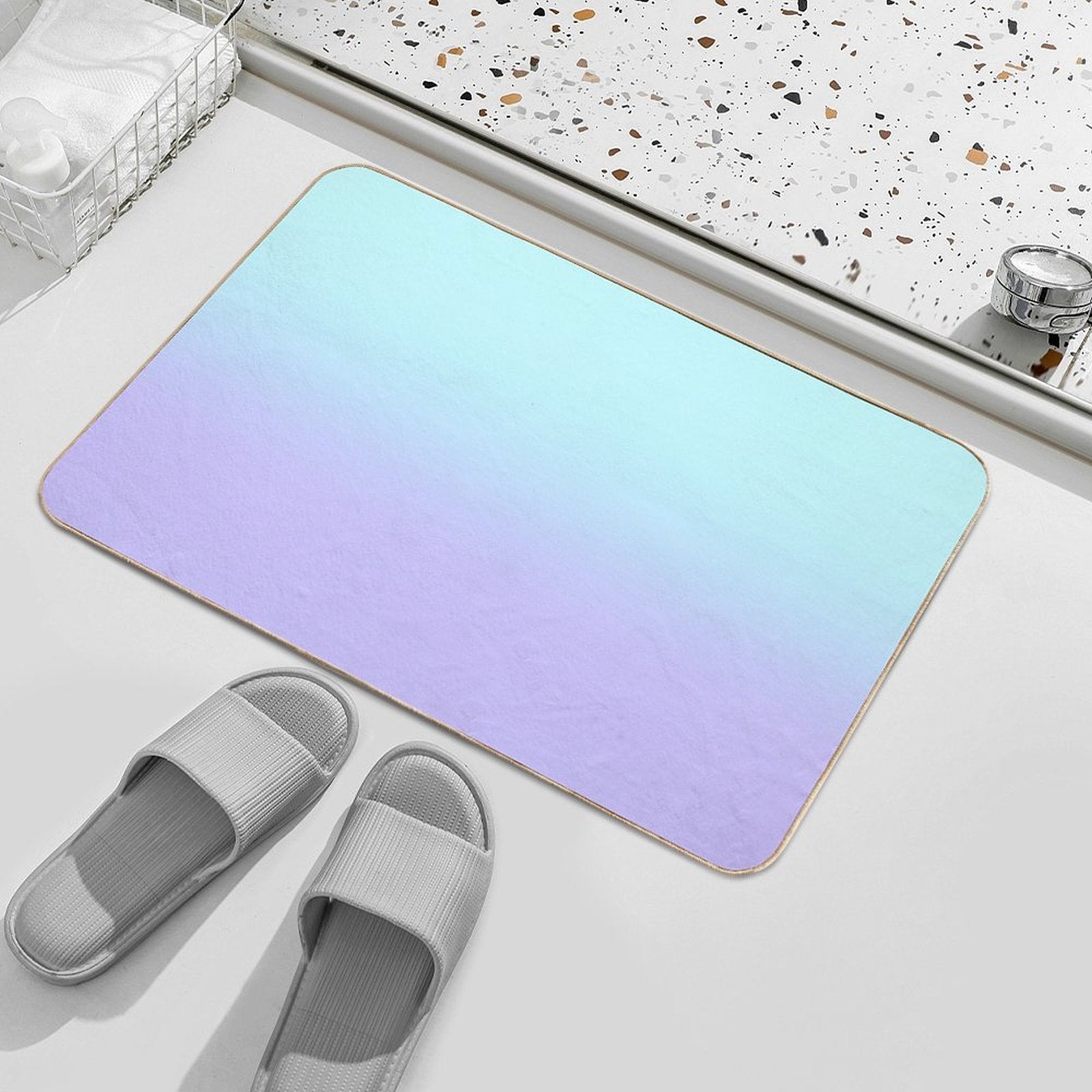 Aqua Lavender Gradient  Rapid-Drying Bath Mat