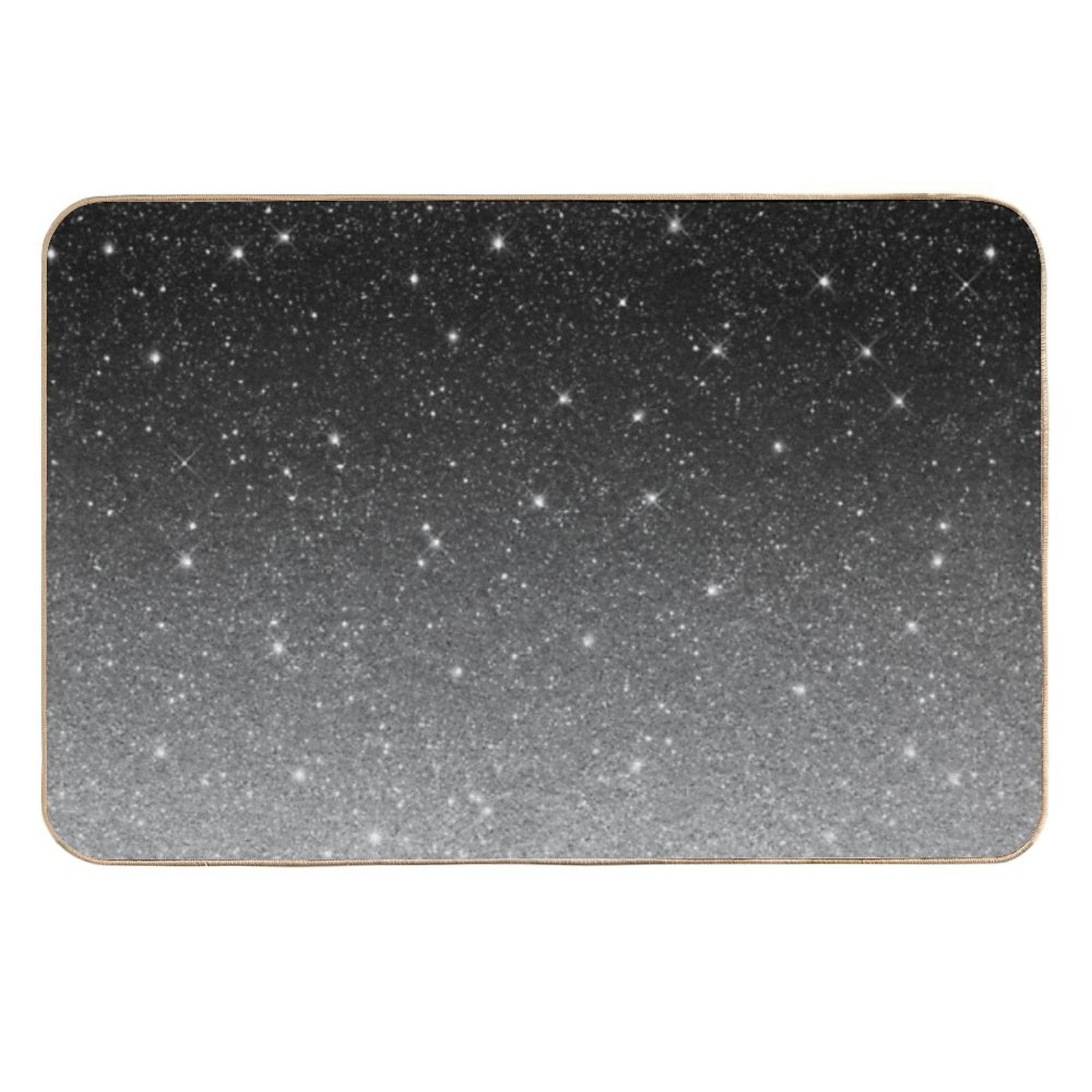 Black Silver Grey Sparkle Ombre Glitter  Easy Maintenance Bath Mat