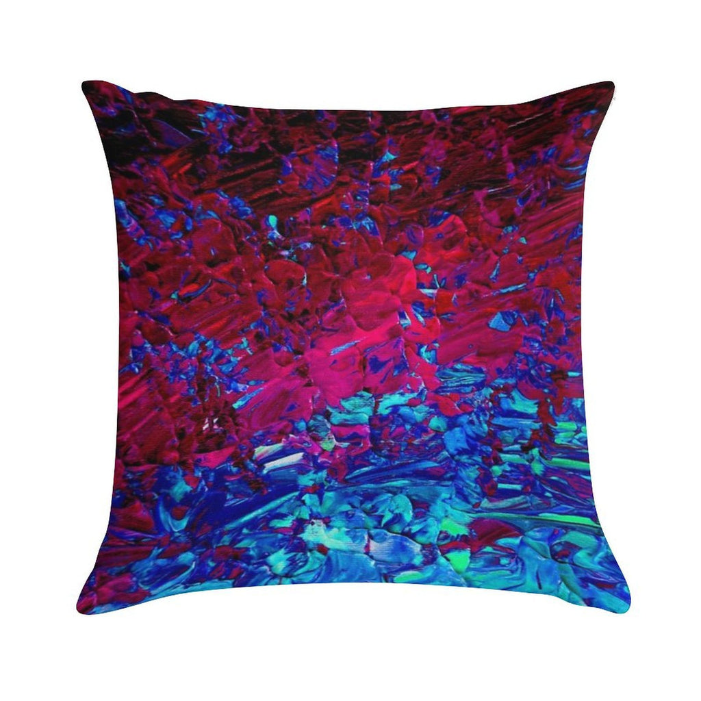 ETERNAL TIDE Bold Rich Colorful Deep Purple Fuchsia Magenta Turquoise Royal Blue Ombre Waves Abstract Acrylic Painting Soft Hidden Zipper Throw Pillow