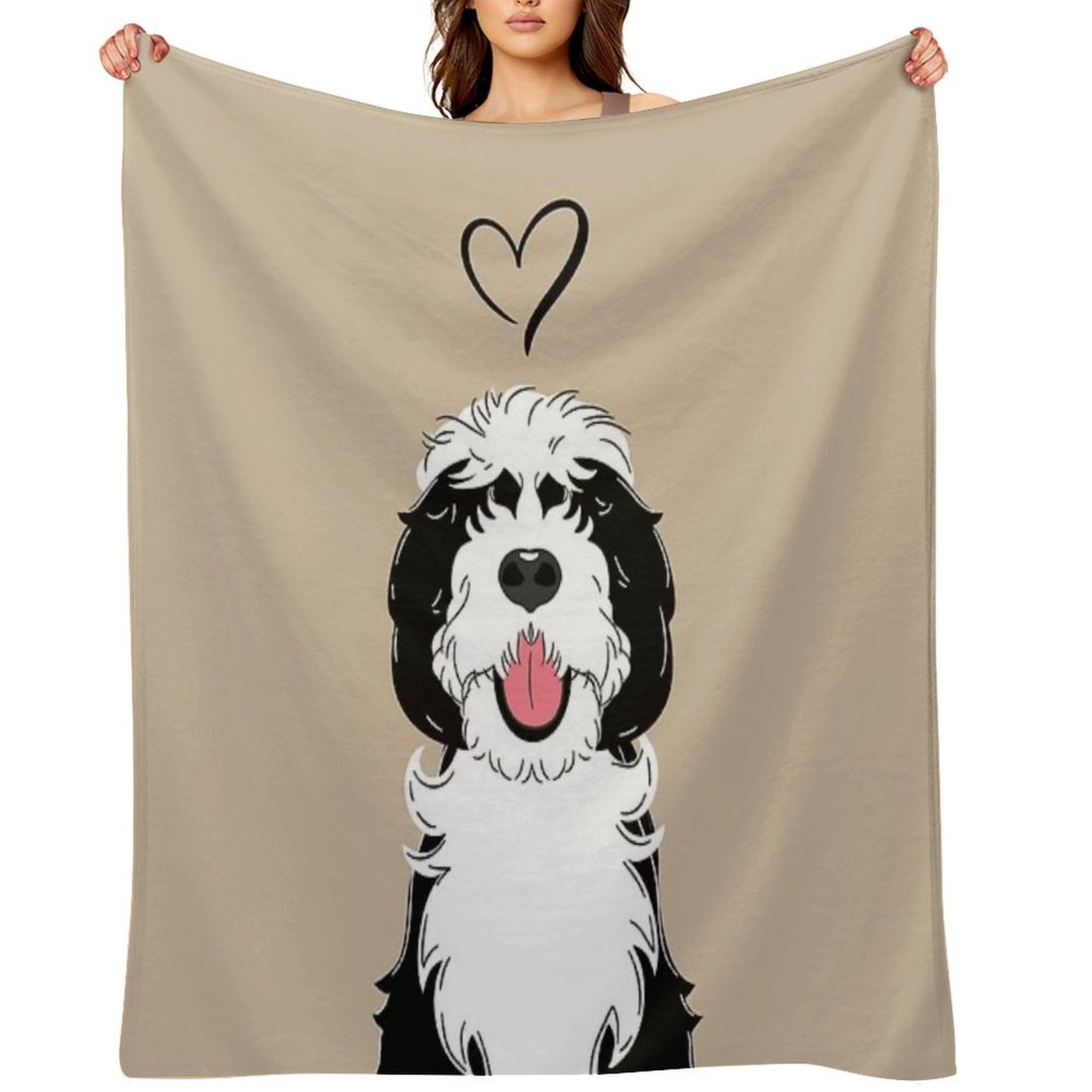 LOVE Black And White Sheepadoodle 1 Easy Care Throw Blanket
