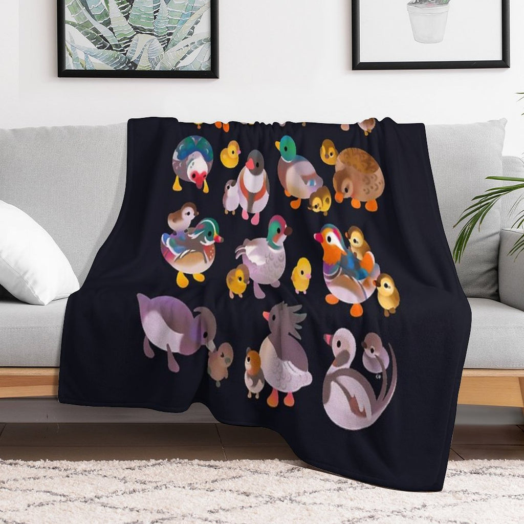 Duck And Duckling - Dark Comfort Throw Blanket