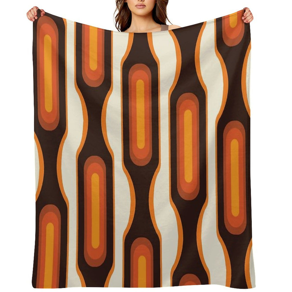 Capsules Large 1970s Orange Meets Mid Century Modern Comfort Throw Blanket