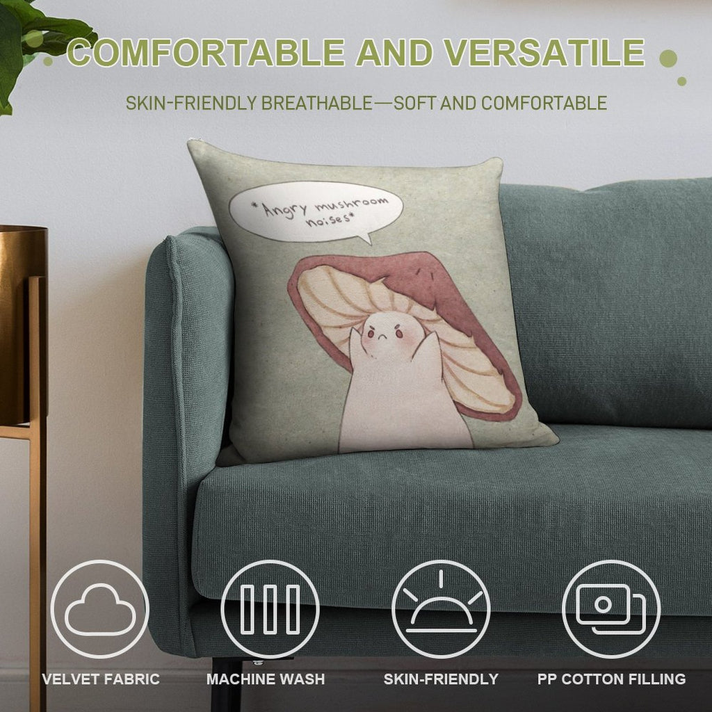 Grumpy Mushroom Soft Style Accent Throw Pillow