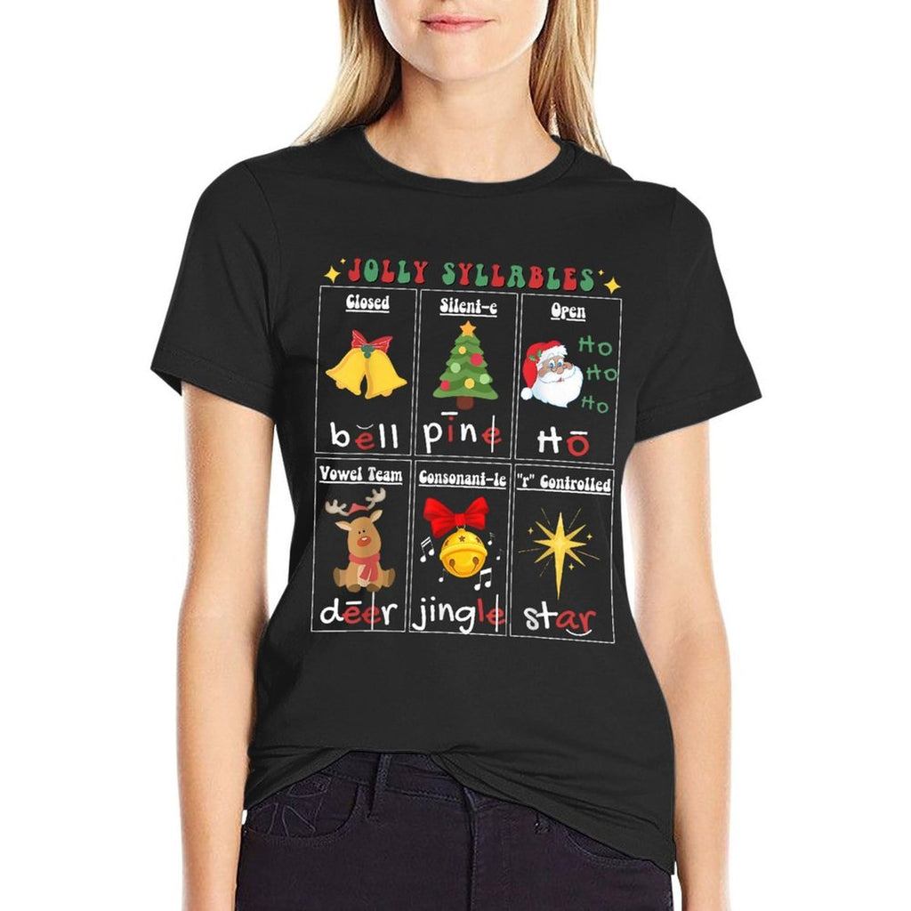 Christmas Reading Teacher Syllable Types Phonemic Awareness  Versatile T-Shirt