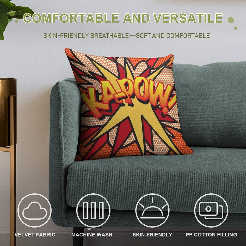 KA-POW Comic Book Pop Art Cool Fun Soft Warmth Comfort Throw Pillow