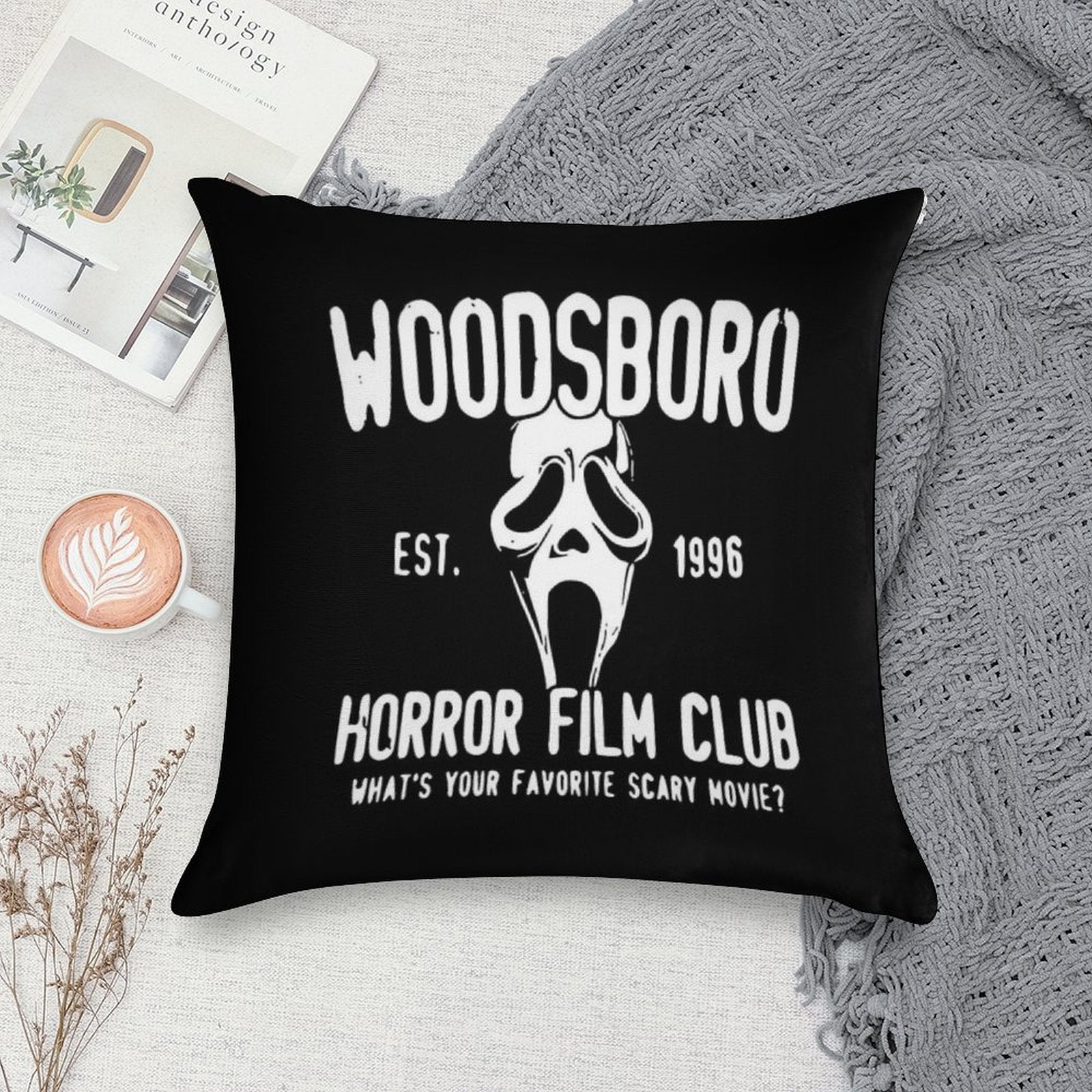 Scream Woodsboro Film Club Horror Soft Anti-Pilling Throw Pillow