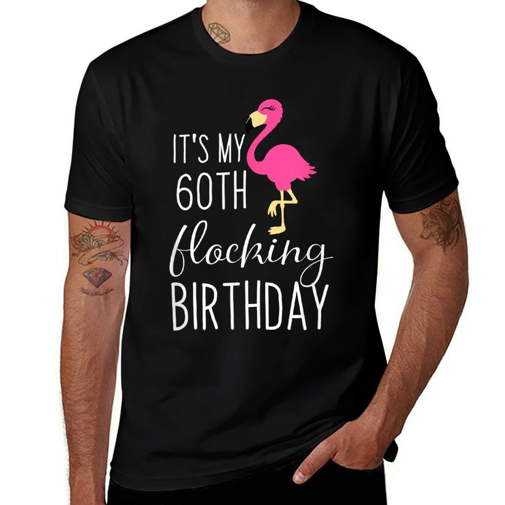 60th Birthday Gift Flamingo Fabulous  Heathered Texture T-Shirt