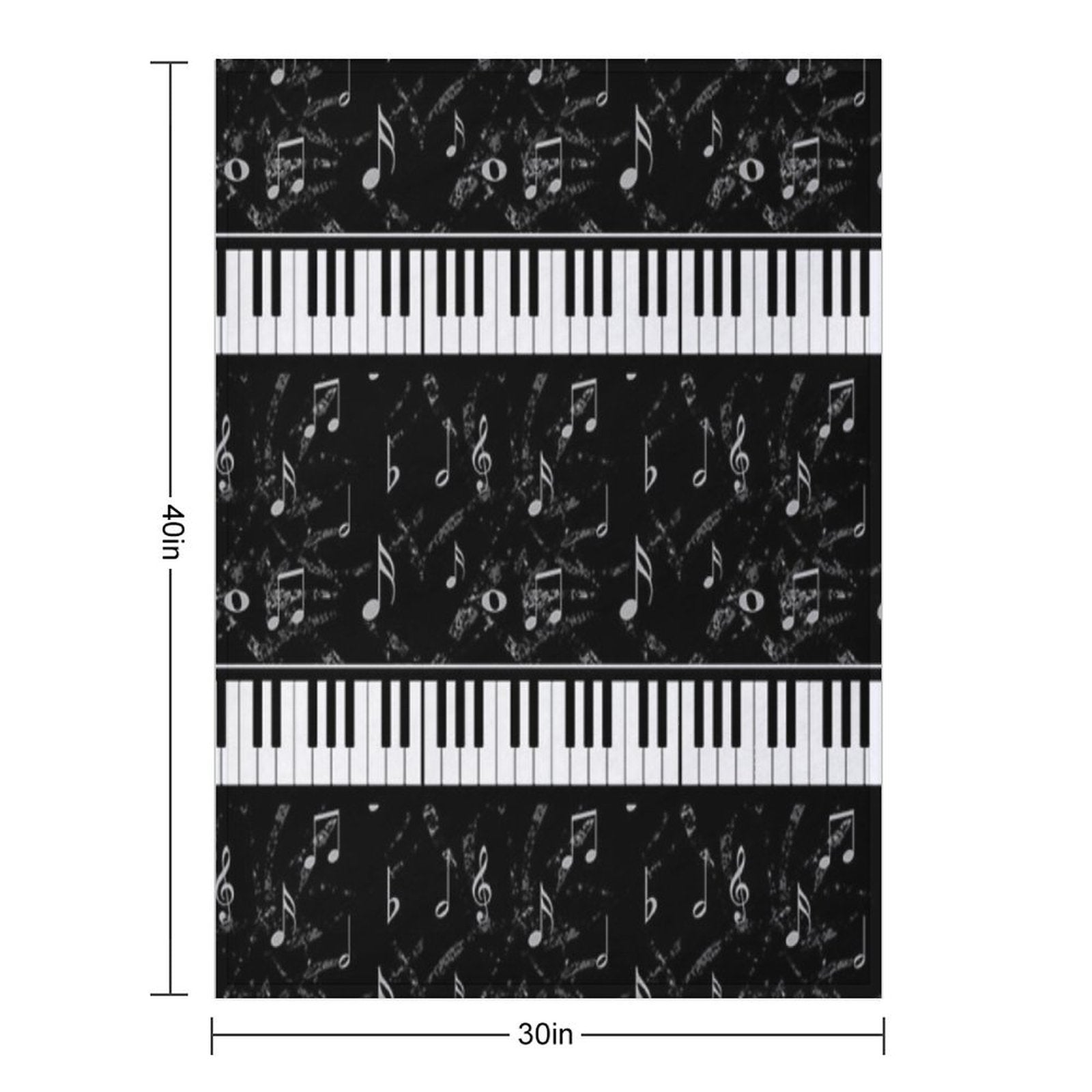 Black And White Piano Music Pattern Machine-washable Throw Blanket