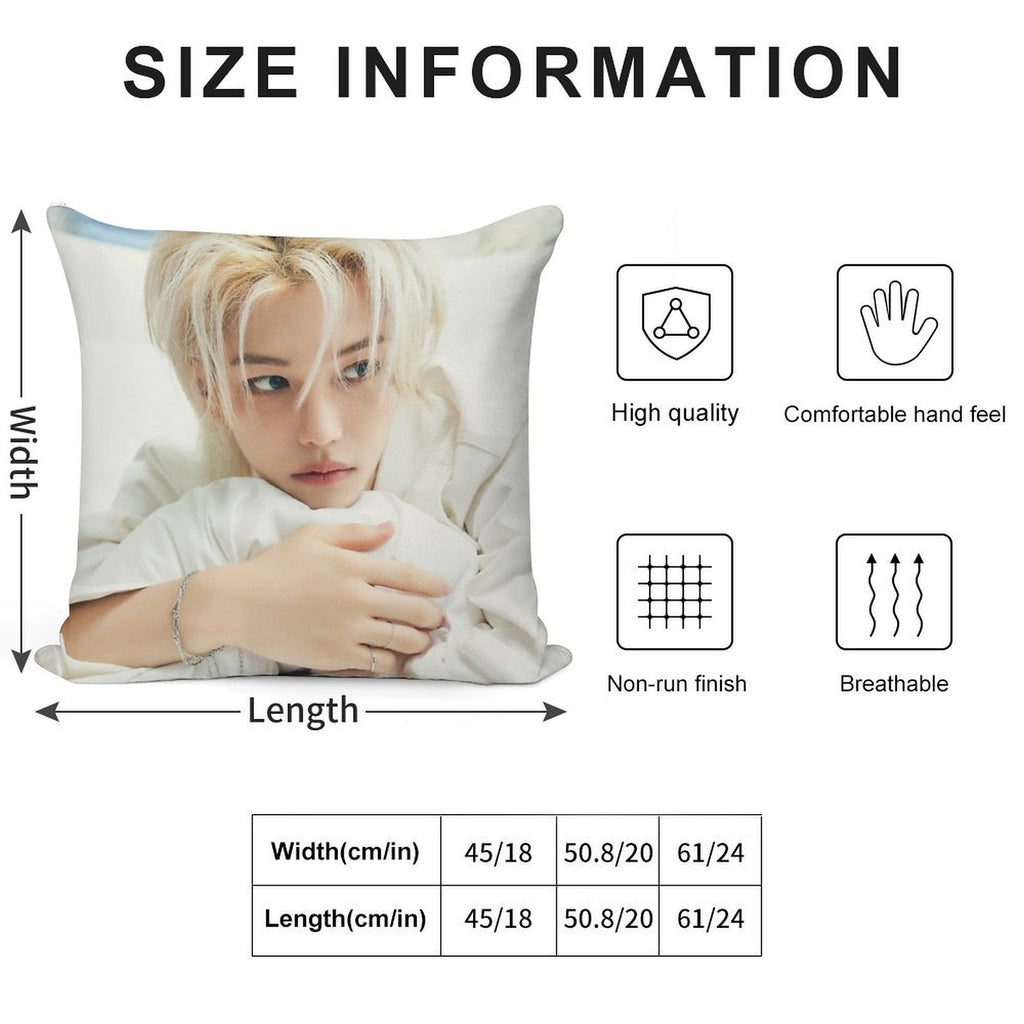 Lee Felix       Stray Kids - 2024 Season's Greetings 'Perfect Day with SKZ' (Teaser Images - Individual) Soft Reinforced Edging Throw Pillow