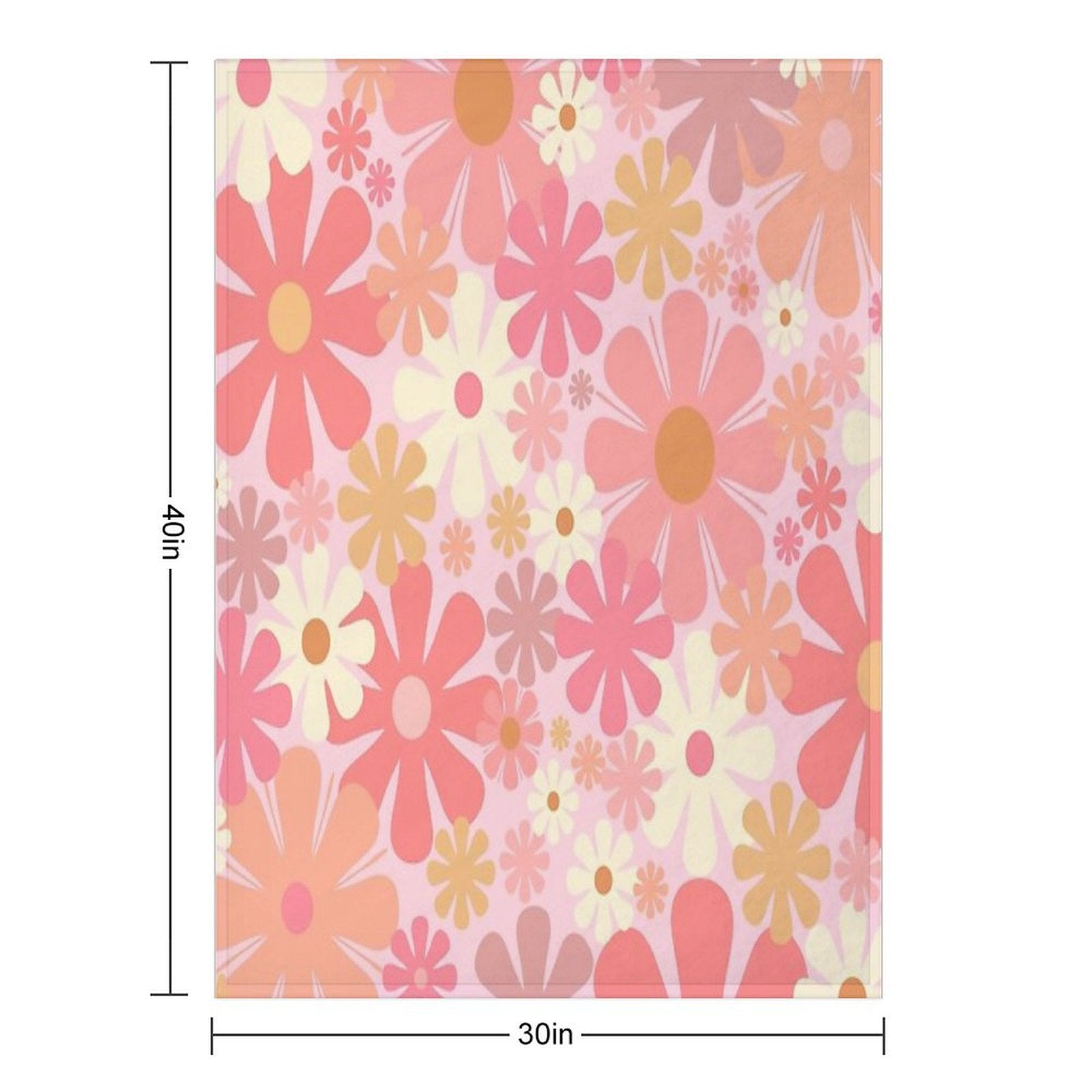 Vintage 60s 70s Flowers Retro Floral Pattern in Blush Pink And Mustard Tones Shrink-resistant Throw Blanket