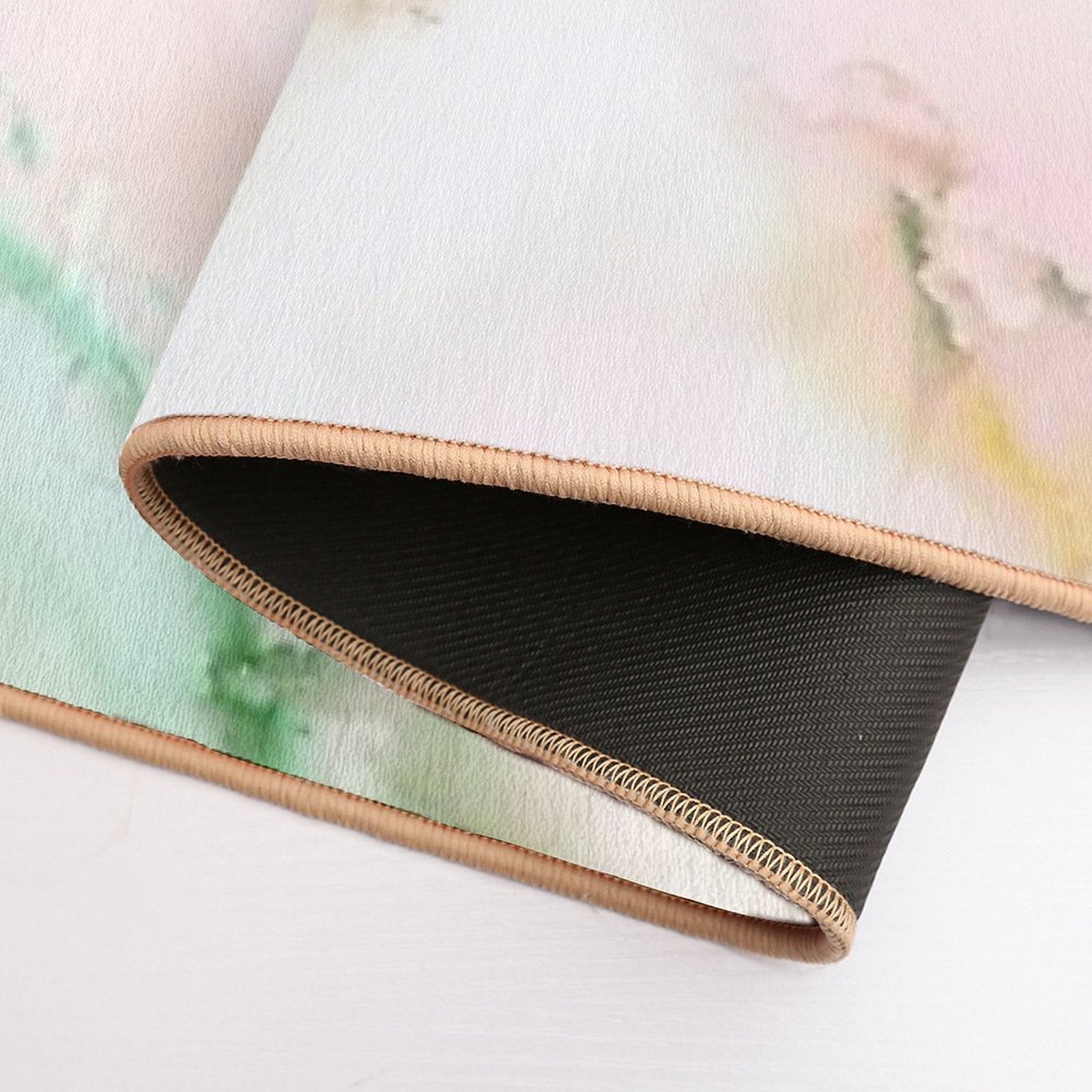Abstract Ink Green Pink Tan Print by Zouzounio Art  Stain-Proof Bath Mat
