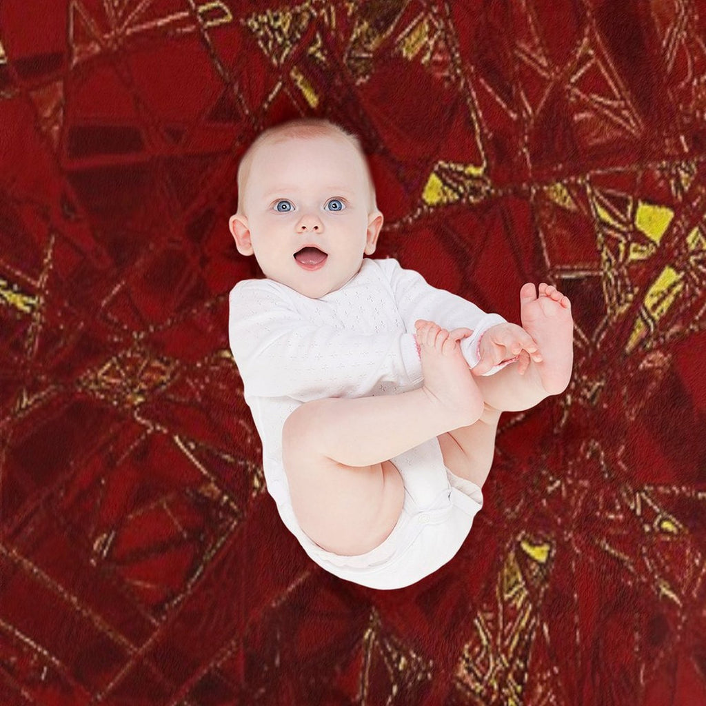 Aurelia- Red And Gold Metallic Wrinkle-free Throw Blanket
