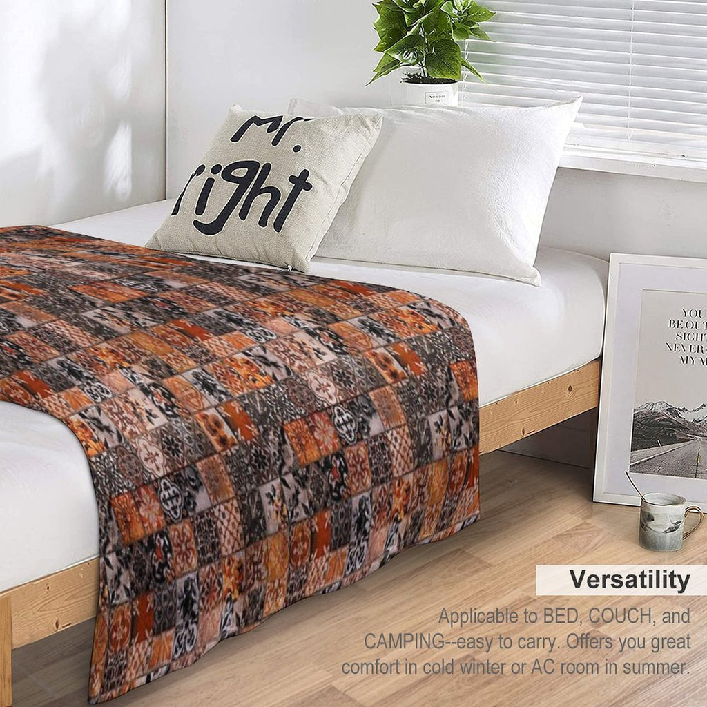 Orange Ornate Durable Throw Blanket