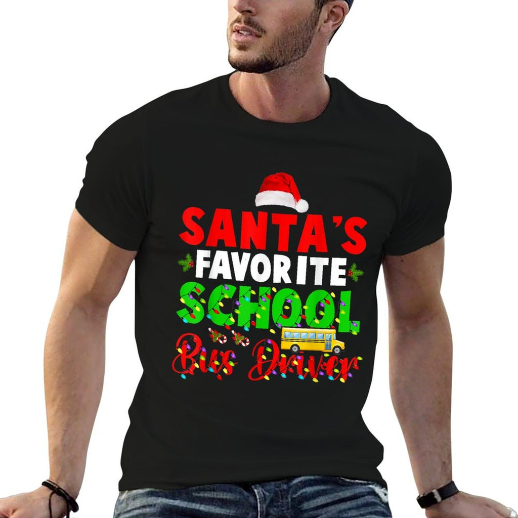Santas Favorite School Bus Driver Christmas Bus Driver  Relaxed-fit T-Shirt