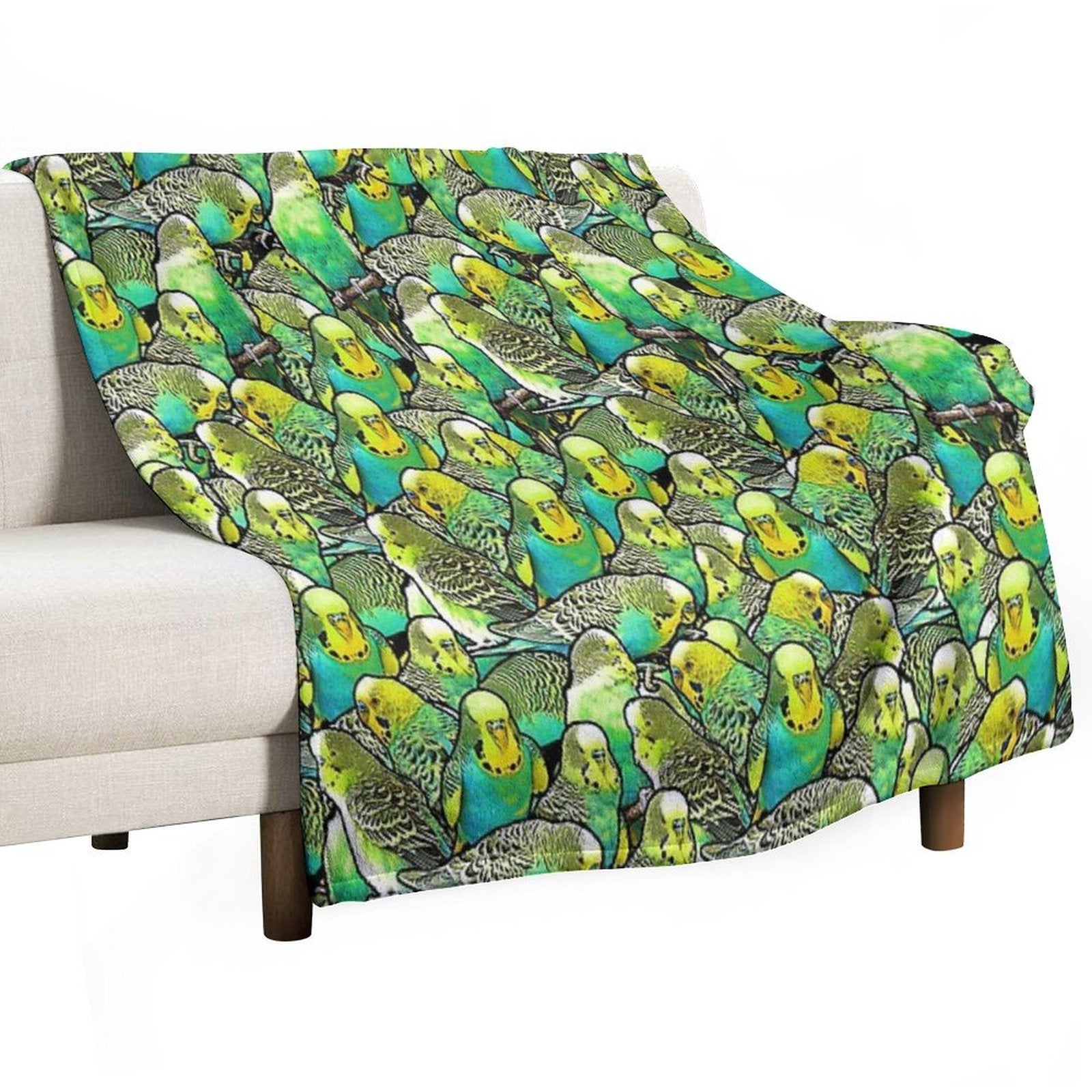 Budgie Pattern Machine-washable Throw Blanket