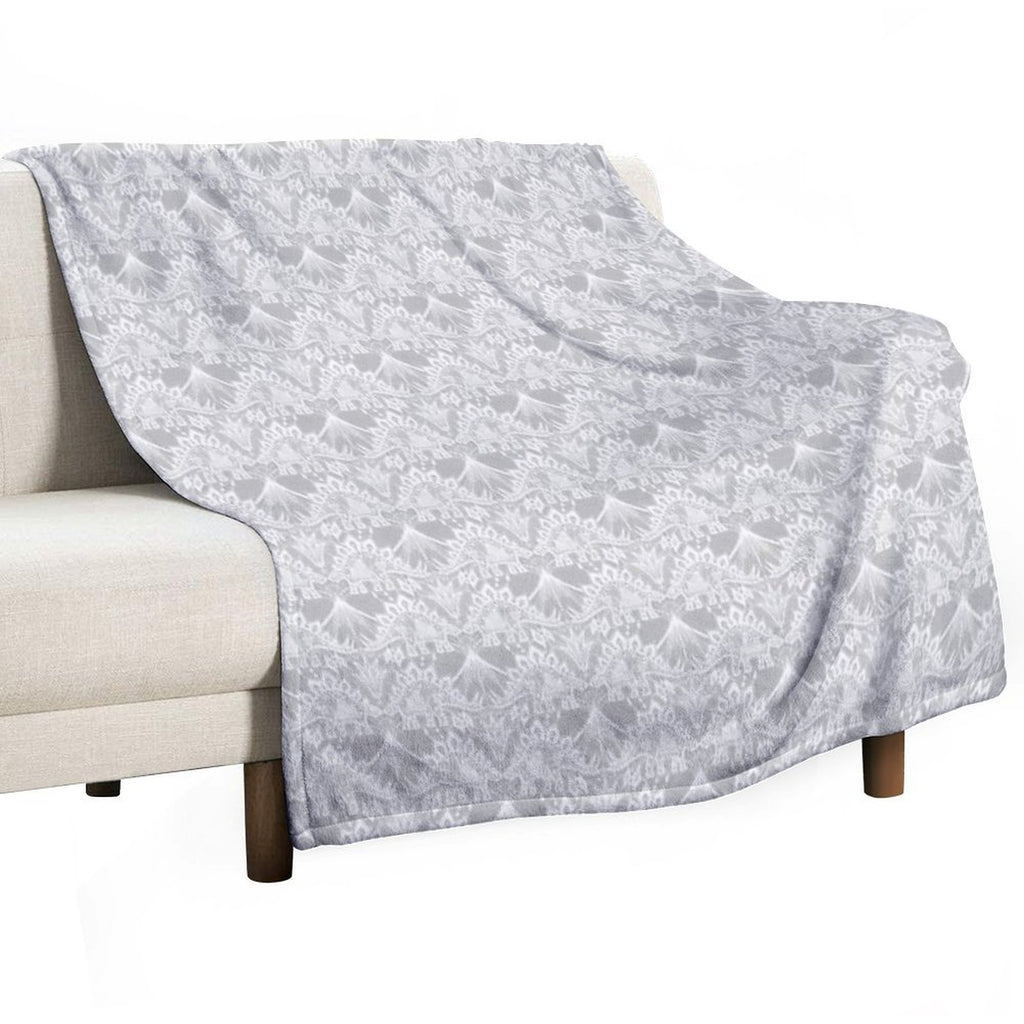 Stegosaurus Lace - White Plush Throw Blanket
