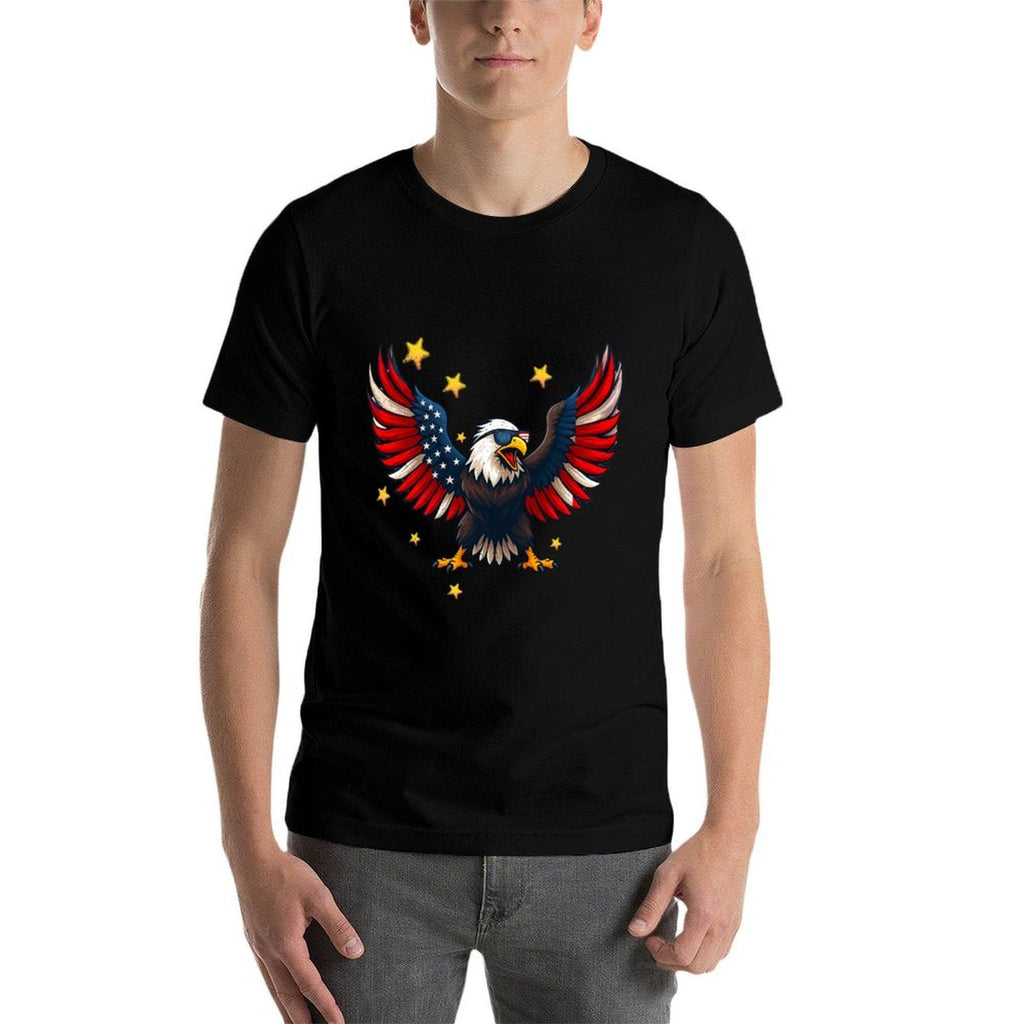 American Sunglasses National Symbol Bird Stars Stripes  High-quality Stitching T-Shirt