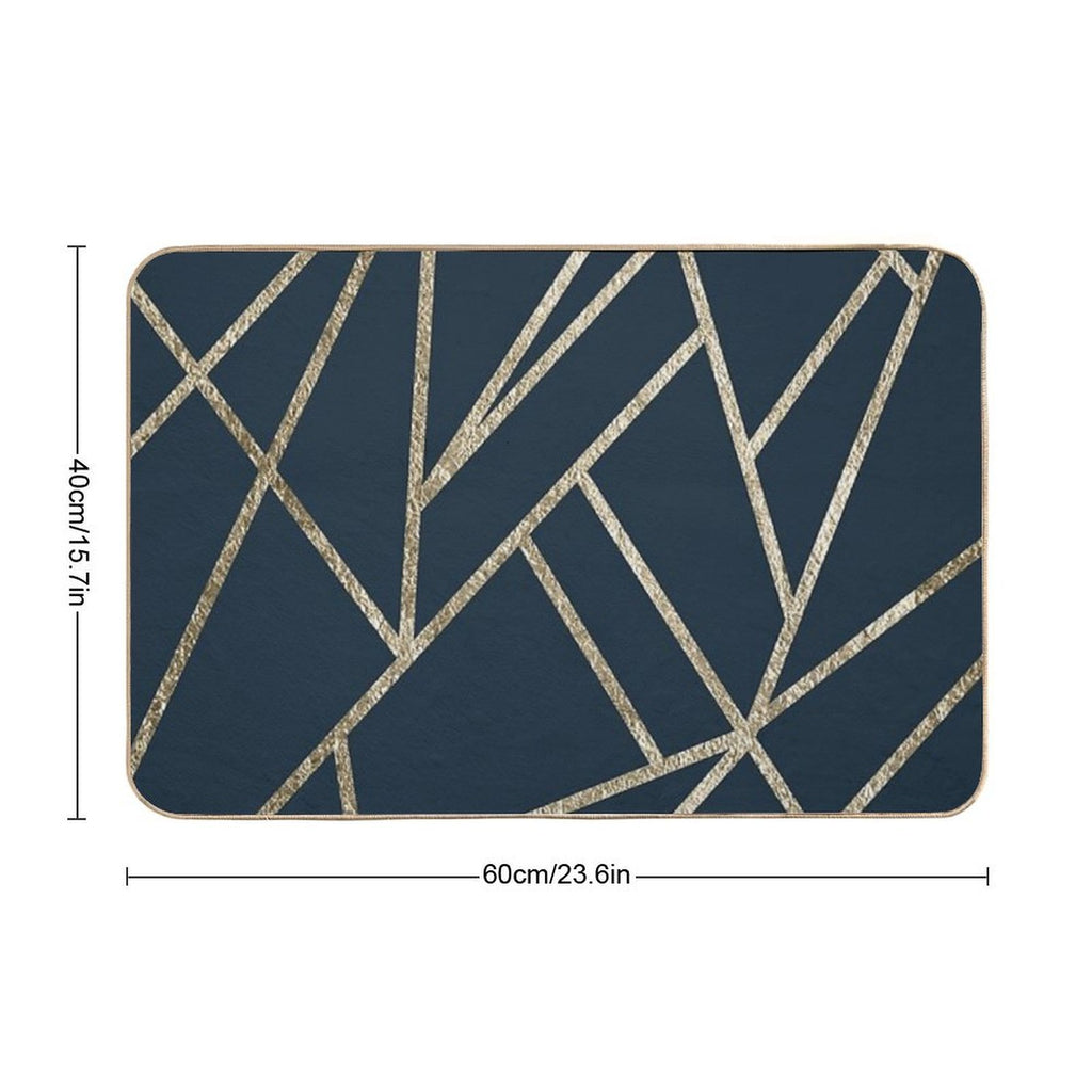 Classic Dark Blue Gold Geo #1 #geometric #decor #art  High-Traffic Bath Mat