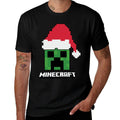 Minecraft Christmas Creeper Santa Hat  Lightweight T-Shirt