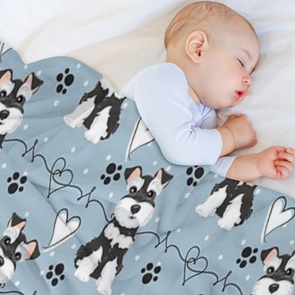 Love Black And White Miniature Schnauzer Quick-dry Throw Blanket