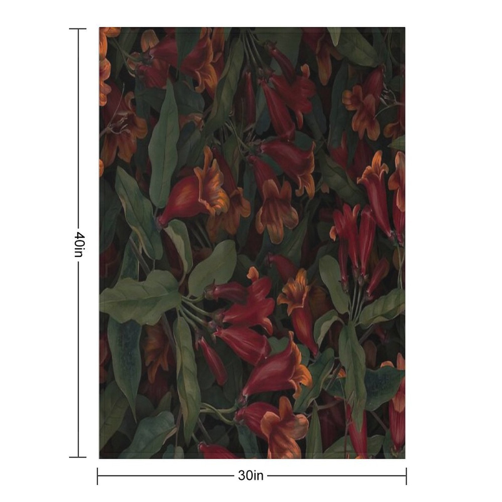Red Wildflower Cottagecore Green Pattern Versatility Throw Blanket