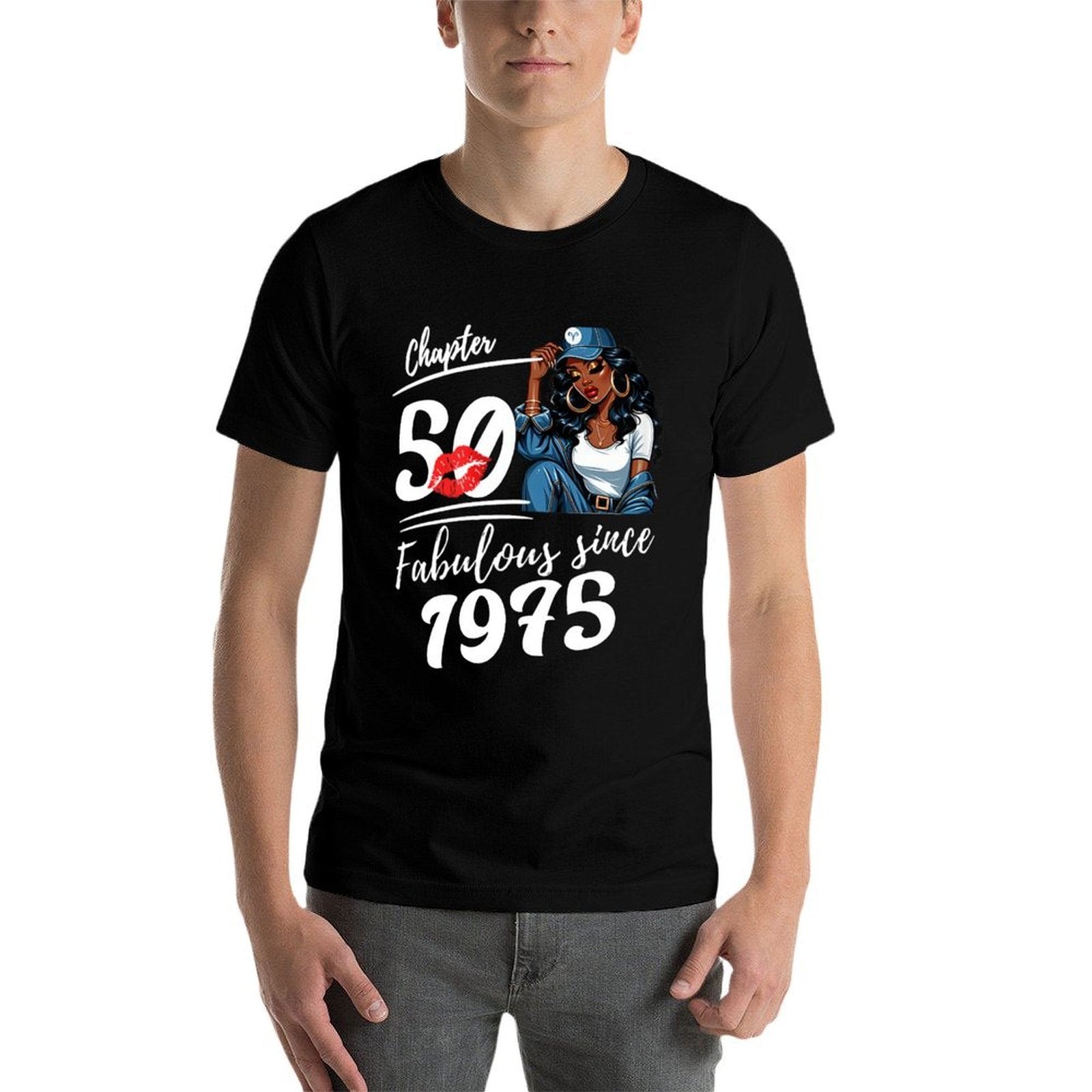 Chapter 50 Fabulous Since 1975 50th Birthday Women Melanin  Eco-friendly Material T-Shirt