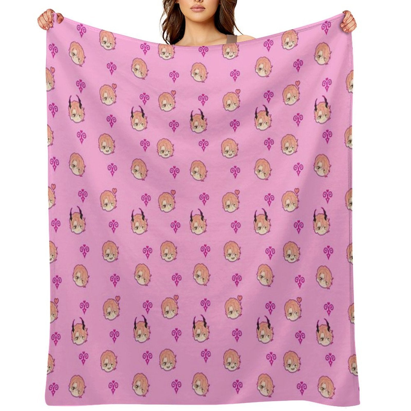 Obey Me - Asmo Pattern Travel-friendly Throw Blanket