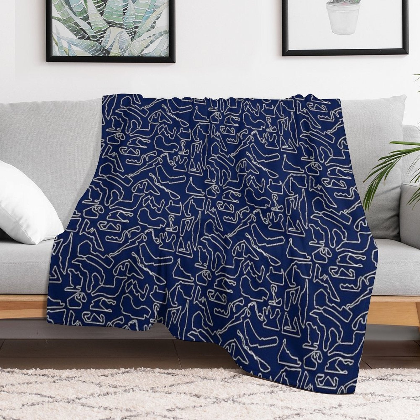 F1 Tracks 2023 (Dark Blue) Eco-conscious Throw Blanket