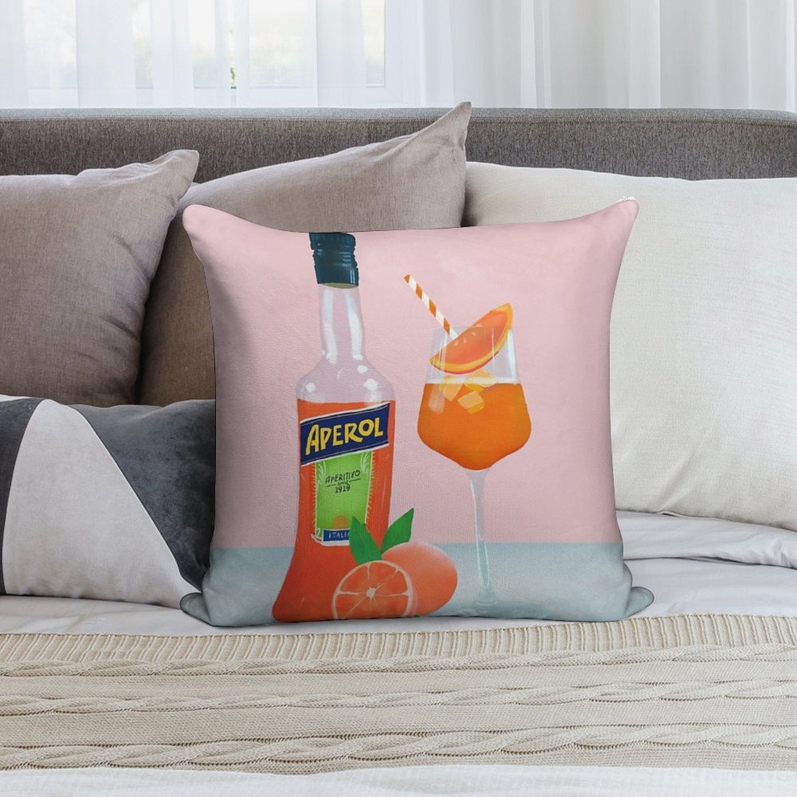 Aperol Spritz Soft Fade-Resistant Throw Pillow