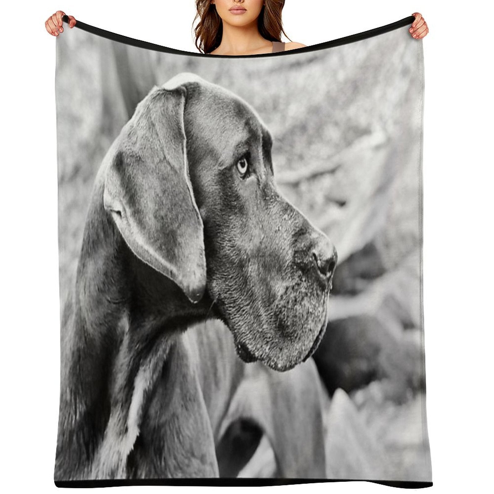 Blue Black Great Dane Wrinkle-free Throw Blanket