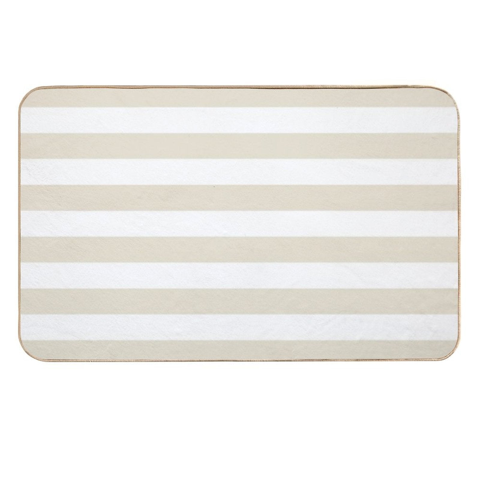 Beige And White Horizontal Stripe Pattern - Hue Coordinates WPantone Baby's Breath 11-0202 2022 Trending Color Durable Bath Mat