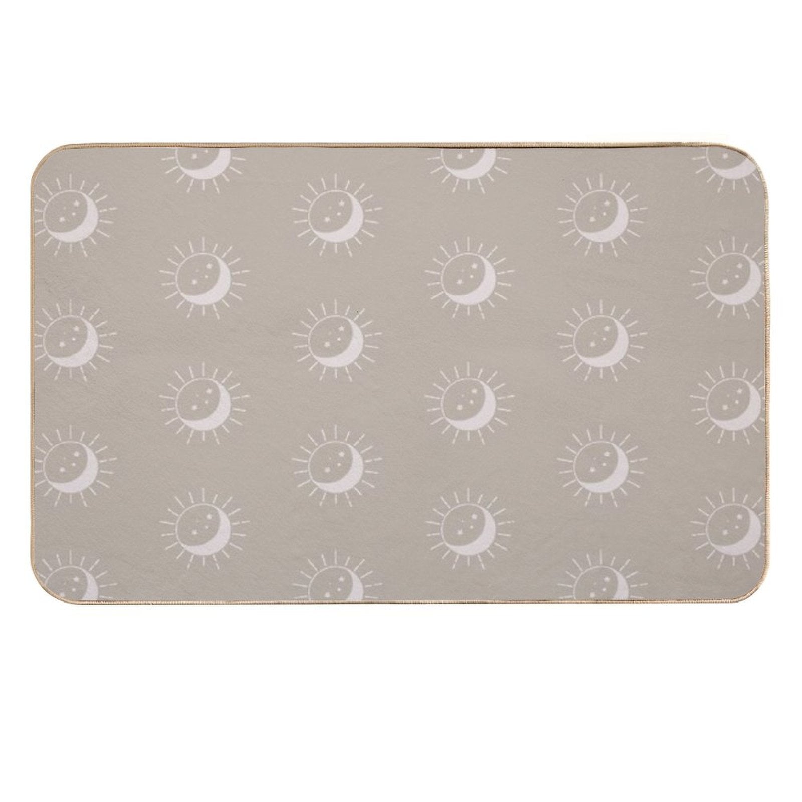 Pretty Sun And Moon Pattern Soft Aesthetic In Muted Colors Light Taupe  Pet-Safe Bath Mat