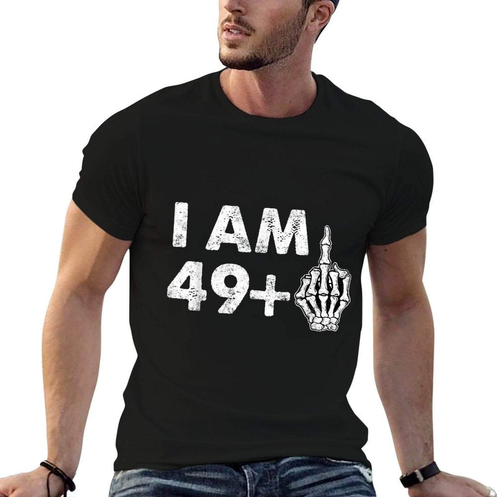 I'm 50 Years Old Funny Skeleton Middle Finger 50th Birthday  Stretchy T-Shirt